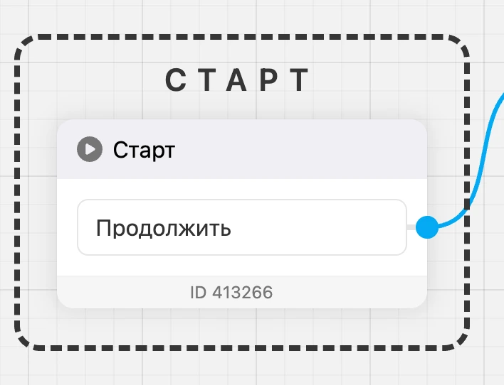 Стартовый блок «Старт» на схеме: подпись над блоком и связь к следующему