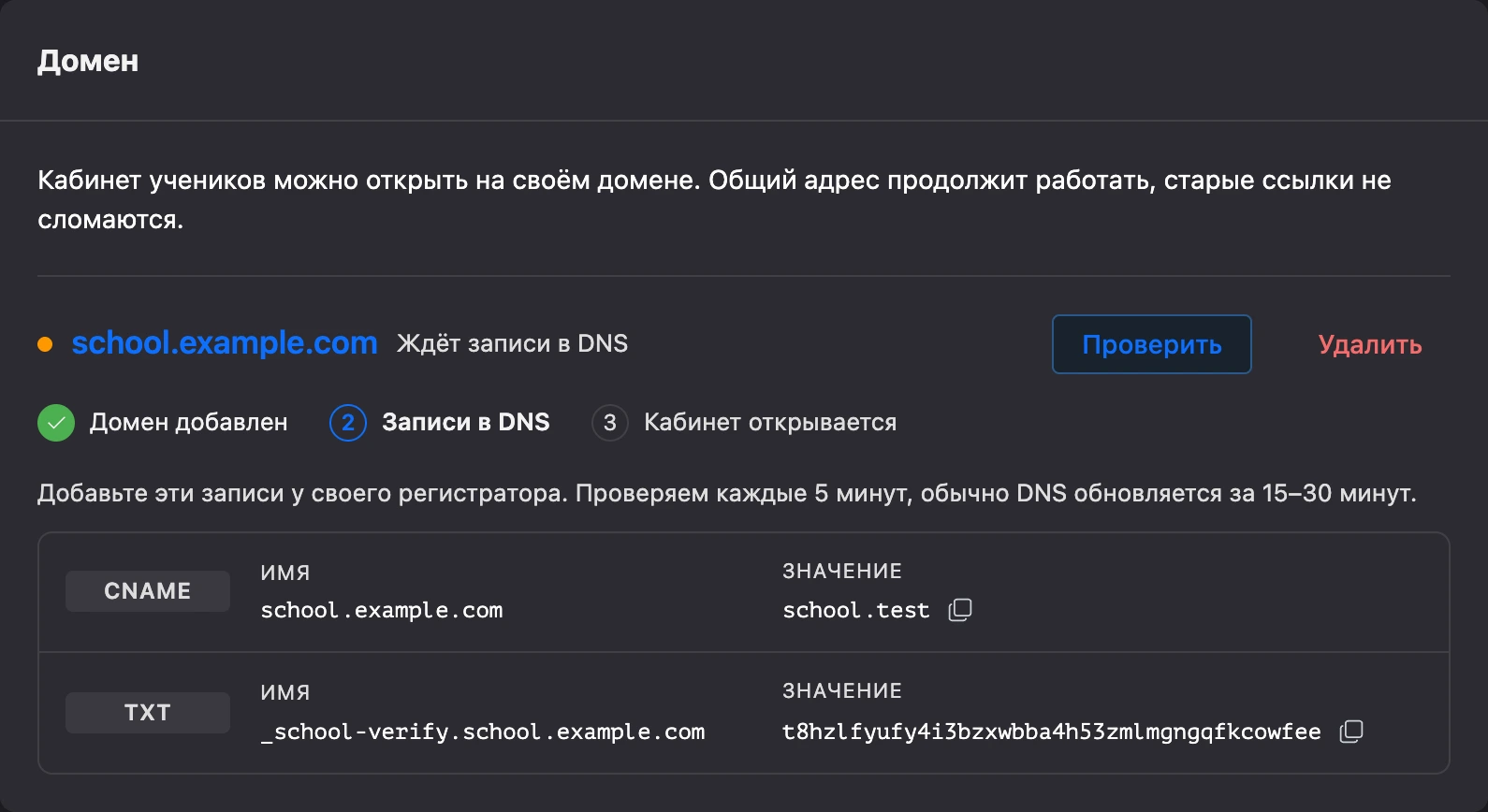 Подключение своего домена: шаги и записи DNS